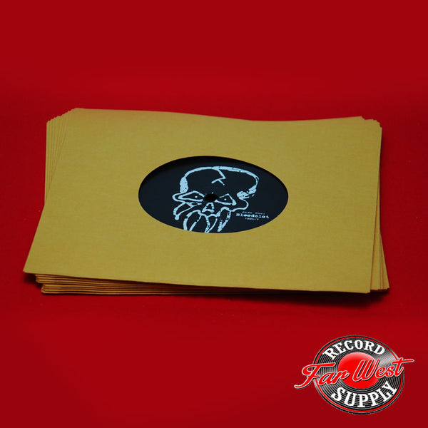 7" HEAVY WEIGHT 28# GOLD PAPER SLEEVES w/DIE-CUT CENTER HOLE